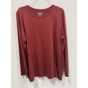 Chico’s Touch of Cool Long Sleeve Top Size 2 (L) Smoked Paprika Stretch Tee
